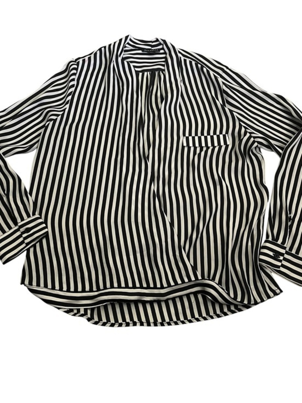 Metaphor Black & White Vertical Stripe Women’s Blouse Size L